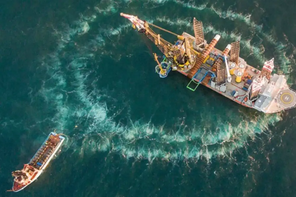 Example NAS called Bubble curtains being used during construction of RWE’s Sofia offshore wind farm